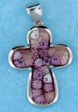sterling silver millefiori cross pendant
