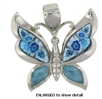 butterfly millefiori pendant