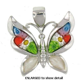 butterfly millefiori pendant