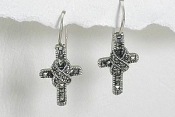 sterling silver marcasite cross earrings style A706118
