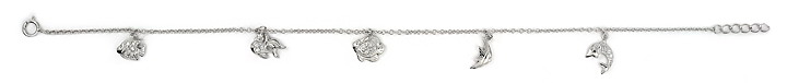 sterling silver 5 charm CZ anklet AAB034