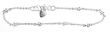 sterling silver flower anklet AAB106