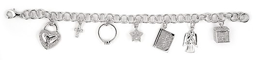 sterling silver 7 charm bracelet ABH073