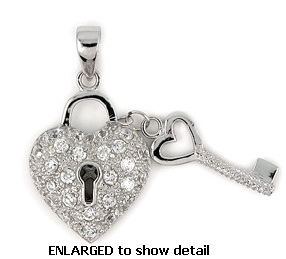 ABZ125 cz heart key pendant