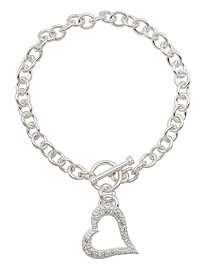 sterling silver heart toggle bracelet ACH043