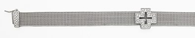Stainless steel mesh CZ cross bracelet