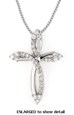 ACZ599 CZ cross necklace