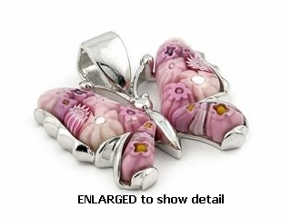 sterling silver Millefiori butterfly pendant AMP257c5