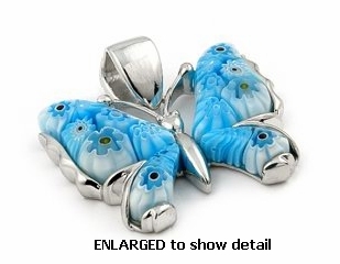 sterling silver Millefiori butterfly pendant AMP257c7