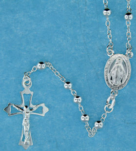 sterling silver cross rosary necklace