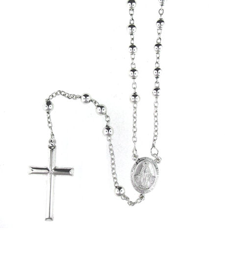 sterling silver cross rosary necklace AN002