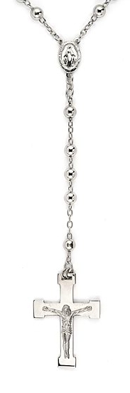sterling silver cross rosary necklace