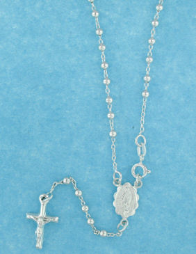 sterling silver cross rosary necklace