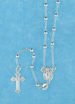 sterling silver cross rosary necklace AN007
