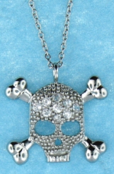 sterling silver skull CZ necklace ANP20401