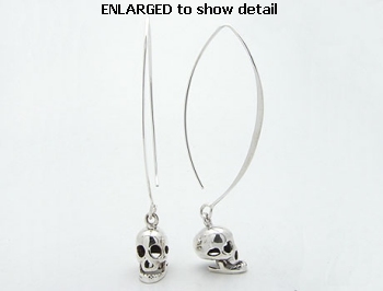 model AP0072 skull earrings enlarged view