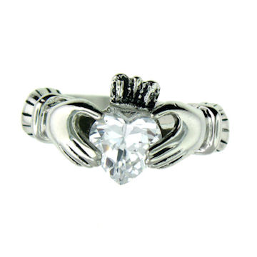 CLR1003-April stainless steel claddagh ring