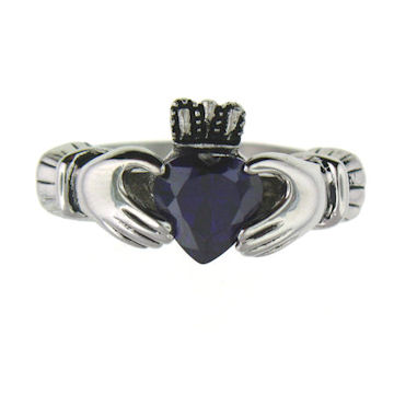 CLR1003-February stainless steel claddagh ring