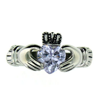 CLR1003-March stainless steel claddagh ring