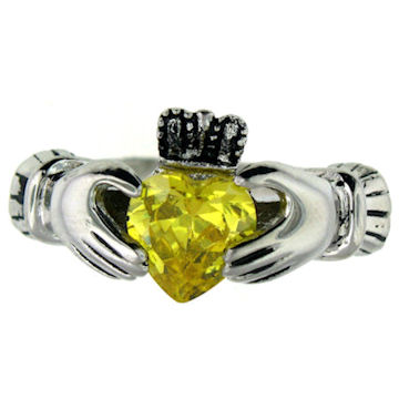 CLR1003-November stainless steel claddagh ring