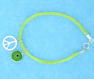 Evil Eye Cord Bracelet EEB12348GREENP