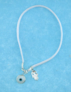 Evil Eye Cord Bracelet EEB12348WHITEEH