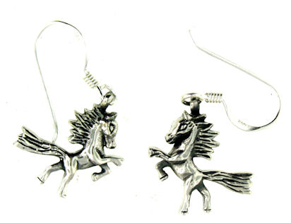 silver horse earrings ENLARGED