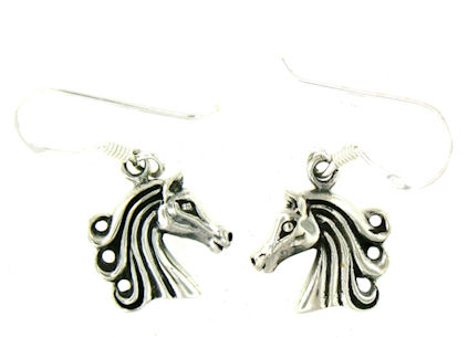 silver horse earrings ENLARGED