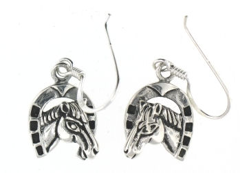 silver horse earrings ENLARGED