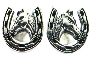 silver horse earrings ENLARGED