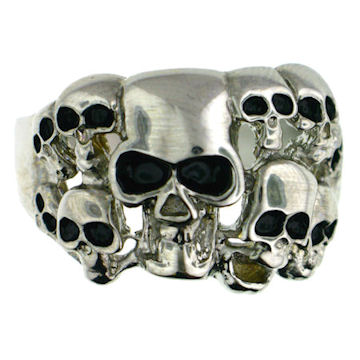 Autiga Men's Stainless Steel Skull Cross Ring - Two Tone Silver, Sizes Available