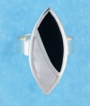 sterling silver MOP ring MOPR0009-BLACK WHITE