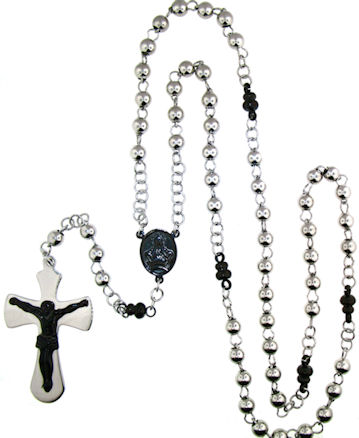 stainless steel cross rosary necklace NKJ0065