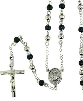 stainless steel cross rosary necklace