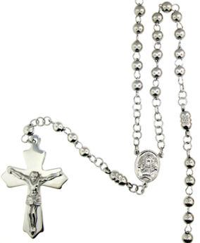 stainless steel cross rosary necklace