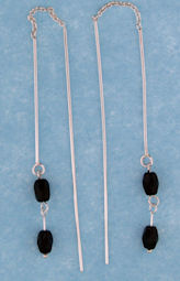 sterling silver threader earring T011 Black
