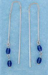 sterling silver threader earring T011 Aqua