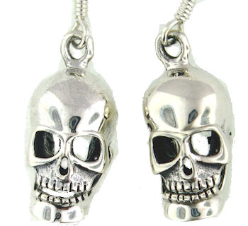 model WSE1087 skull earrings enlarged view