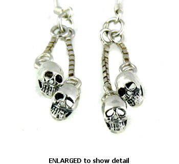 model WSE1161 skull earrings enlarged view