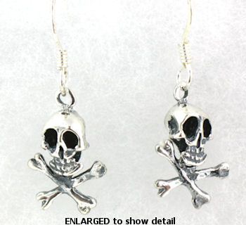 model WSE1174 skull earrings enlarged view